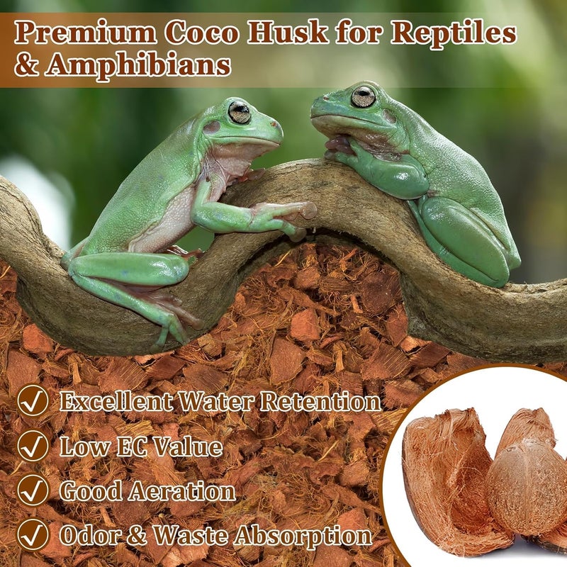 Halatool 10 LB Coconut Chips Substrate for Reptile, 72QT Natural Coconut Husk Coco Cypress Mulch Aquarium Terrarium Bedding for Corn Snake Ball Python Tortoise Frog Gecko Hermit Crab Reptile Tank - Image 3